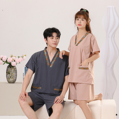 汗蒸服男大码女高档浴服加肥加大情侣桑拿服中医理疗按摩足疗衣服