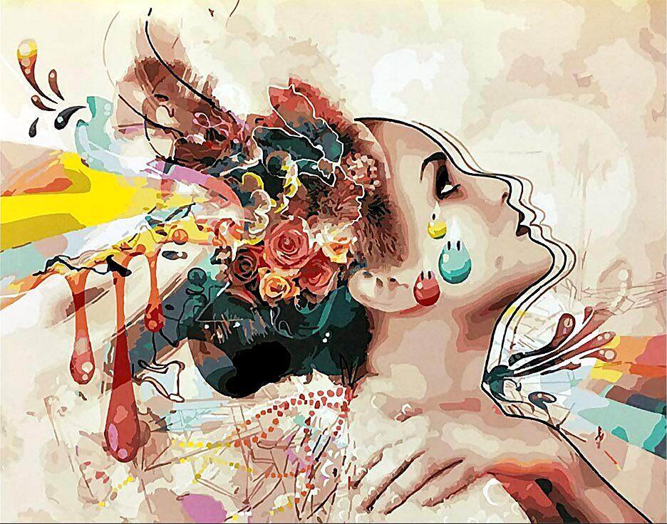 diy数字油画抽象人物填色绘油彩装饰画 迷人的女人