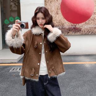 酷甜减龄厚范实保b297 潮流髦 186暖仿时皮毛一体外套女羊羔毛冬款