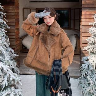 复c166 立领加厚暖羊羔毛绒 659古风皮毛一仿体车机短外保套女冬季