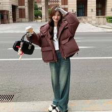 安b189-856可女拉红韩系白鸭绒绒服短外套冬新厚小个子减龄宽松加