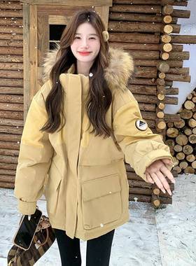 羽服女中长款新款冬季加厚派克服绒c186-710情侣工外套装冲锋衣女