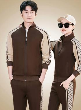 休闲运套装士春秋新款侣情卫男衣女士跑76010990动步棉情侣装