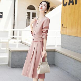 时尚装秋冬季新款长女装韩裙LT266-0版修身外套中两套件套裙