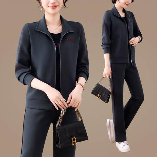 老年女96640457士运动套装春秋新款妈妈显修身瘦减龄跑三步中休闲