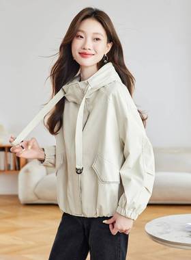 ZMU68869风衣季外女秋新小个子套休闲连帽款夹克女士洋气减龄百搭