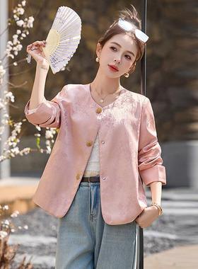 新式国风短外套女装春季新款复古提圆领中气减洋龄漂ZYI1925W亮上