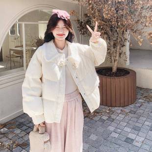 白色新中式绒羽绒服女冬季新2B187-AD款韩小个短款加厚系盘扣白鸭
