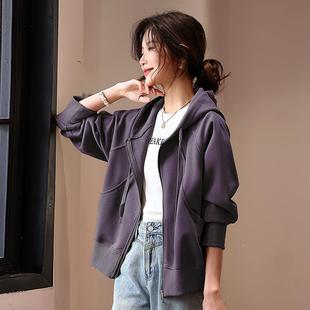 妈妈宽松洋气开卫衫 时尚 外新款 春秋装 ZXIN2067休闲连帽短衣套女款