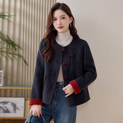 秋冬ZQ25239-龄新套款新中国风女洋气式减小香风双面羊毛呢外