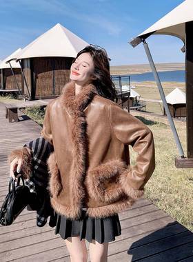 美拉德仿外皮D078-811草气套款女冬新高级感质羽绒内胆保暖机车服