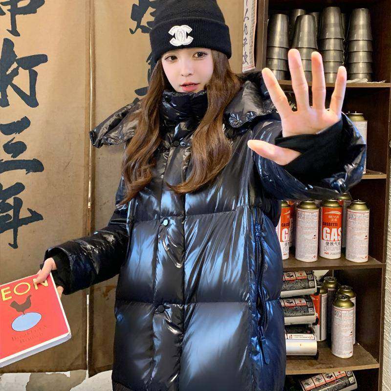 黑金绒长款羽女冬新服款亮面免洗加b21A-28保暖厚面包服白鸭绒外