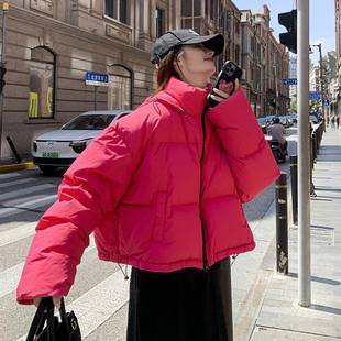 玫龄红色甜酷减C221-F18羽绒厚服女小版个子冬新款韩加白鸭绒面包