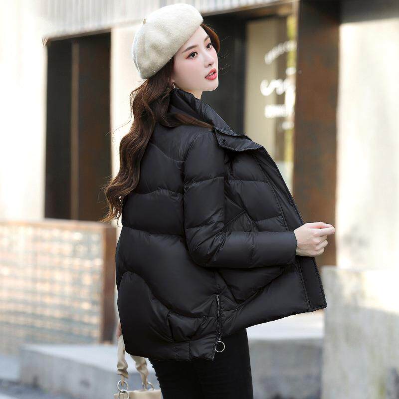 新羽套服绒女短款小个子年冬款白鸭绒保暖面包服ZHANG20黑色宽松