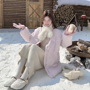 好看洋气加厚绒面包外 新款 005 608x超系甜美粉色羽韩绒服女服冬季