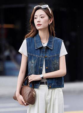 秋季薄GE2565-0款款新时质尚背心百搭水洗气柔软浅蓝色闲马休甲