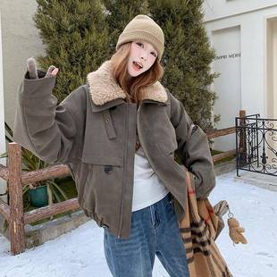 套时尚 60款 通勤保 棉服外女冬新2B196 复古休闲风设棉计毛感领工装