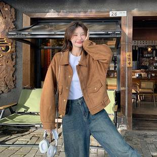 时洋气高级感休百搭尚时麂尚短款 爆款 ZSAN886W仿皮 新款 外套女春季