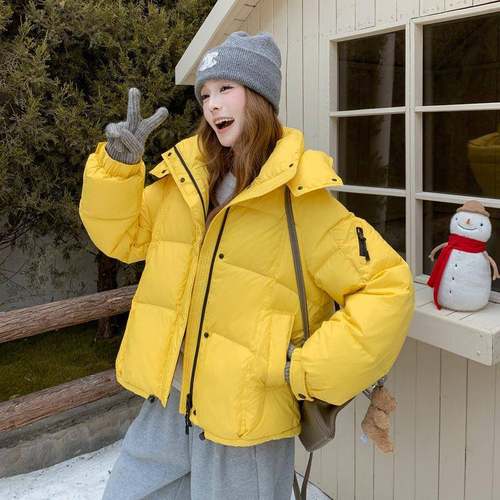 黄色短款绒C271-957服女鸭新款款羽新款小个子短黄色连帽加厚白绒