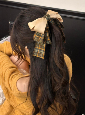 复古英伦学院风蝴蝶结飘带香蕉夹女后脑勺发饰马尾夹竖夹发卡头饰