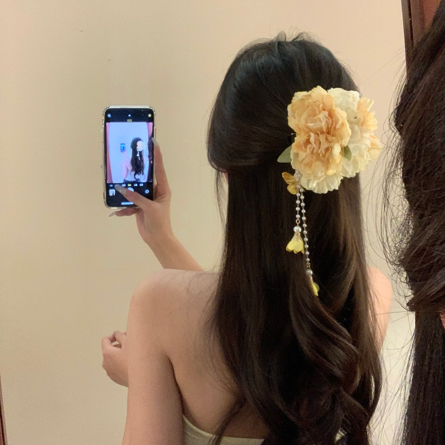 海边度假风玫瑰花朵珍珠流苏发夹女氛围感拍照头花发卡抓夹头发饰,饰品/流行首饰/时尚饰品新,发饰,淘宝优惠券,粉丝福利购,淘宝优惠卷