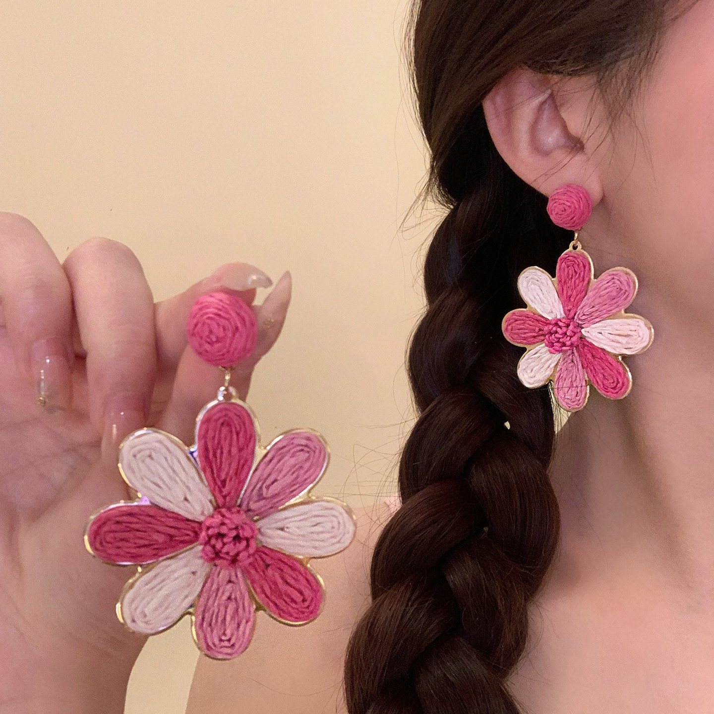 超仙氛围感度假风粉色太阳花耳环女2026新款夸张海边旅游拍照耳饰,饰品/流行首饰/时尚饰品新,耳环,淘宝优惠券,粉丝福利购,淘宝优惠卷