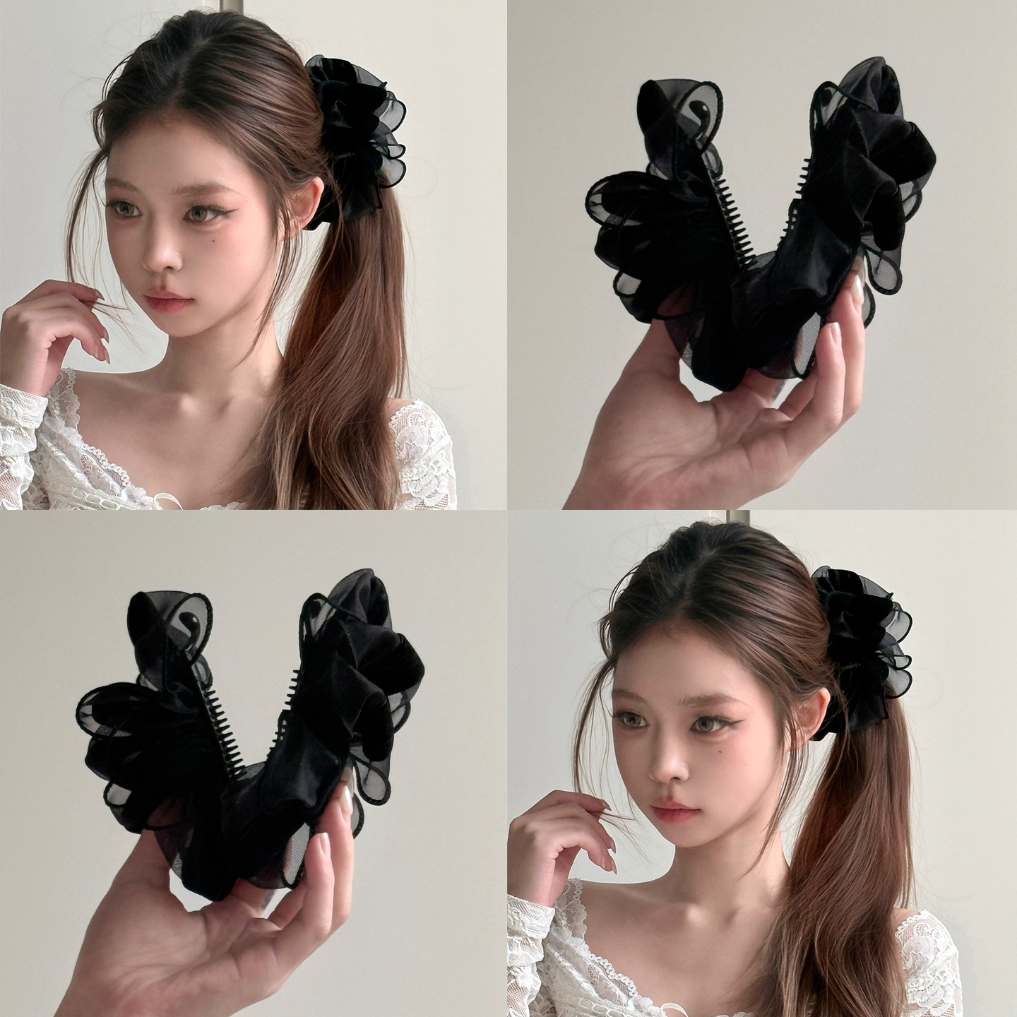 入梦花境~花朵网纱褶皱香蕉夹