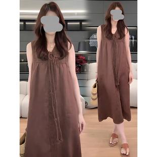 漂亮巨好看气质高级感咖色连衣裙女2025夏季 裙子 新款 今年流行爆款