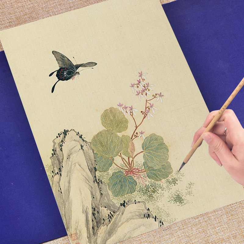 c7云母宣纸花鸟鱼猫蝴蝶工笔画白描底稿 图案国画线描 大幅画稿