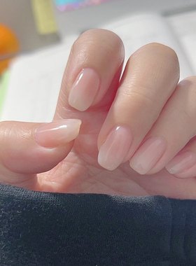 白开水美甲裸色小短款穿戴甲