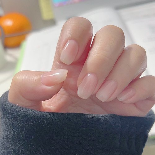 白开水美甲裸色小短款穿戴甲