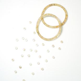 天然金发晶精工薄切药片手串单圈高归圆度文玩手链高纯净能量石