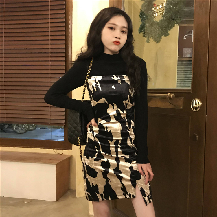 Real price real shooting imperial sister suit female temperament goddess suspender dress two piece set