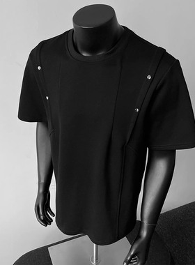 2026美式解构薄款正肩短袖t恤男夏季设计感宽松休闲cleanfit上衣