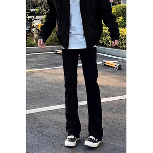 子 春秋男女直筒显瘦百搭长裤 美式 高街cleanfit黑色弯刀微喇牛仔裤