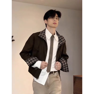 美式复古立领夹克男款秋季