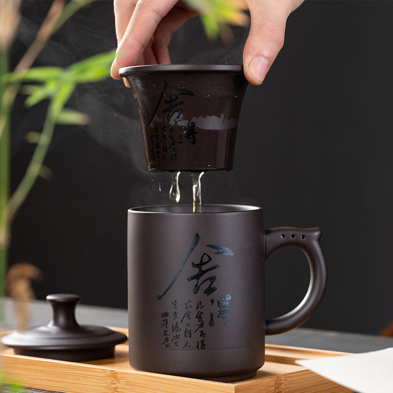 正宗紫砂杯男士带过滤茶杯纯手工主人杯子礼品盒套装送礼领导长辈