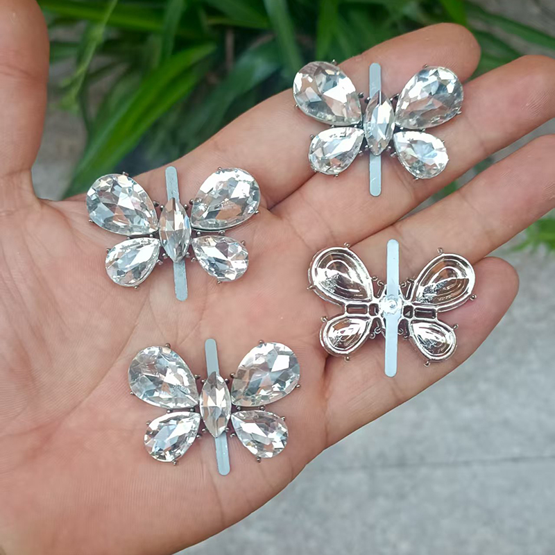蝴蝶鞋扣新款金属亮钻蝴蝶鞋花