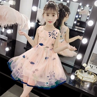 Váy bé gái mùa hè 2019 mới đầm lưới màu đỏ bé gái siêu công chúa váy yếm trẻ em váy xòe sợi thủy triều - Váy cửa hàng quần áo trẻ em
