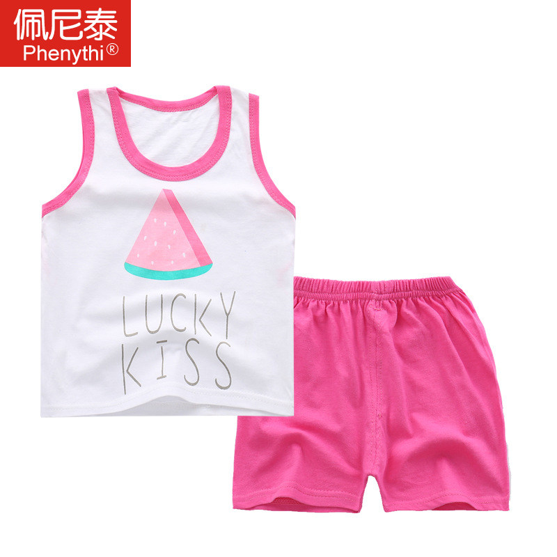 children Vest suit pure cotton 2019 summer new pattern Children's clothing Sleeveless vest shorts suit baby Two piece setin the Children/Baby/Family fitted , Set  category - from Buy2taobao.com to provide professional Taobao agent buy service