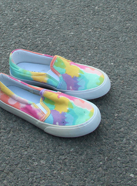 满2双包邮11.23外贸原单女童低帮套脚花色一脚蹬个性童鞋亲子女鞋