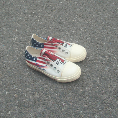 满2双包邮8.31瑕疵男女低帮中间松紧一脚蹬平底童鞋帆布鞋