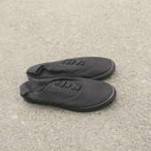 包邮 2.8瑕疵男士 低帮系带平底休闲纯黑色工作鞋 满2双 帆布男鞋