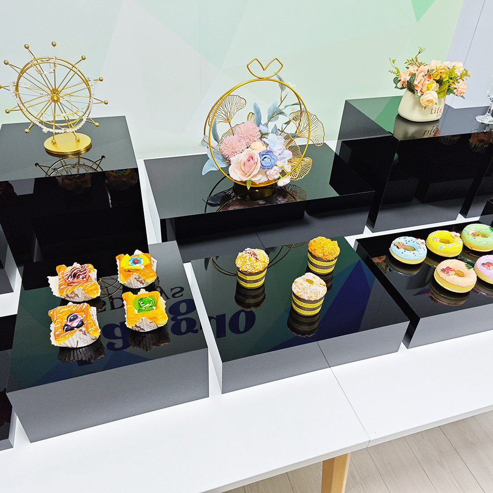 亚克力黑色展示盒婚庆甜品自助餐展示架珠宝首饰广告陈列道具批发