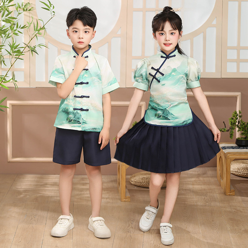诗歌朗诵大合唱中国风儿童演出服