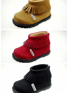 外贸童鞋日单原单CHIPPER BELL男童女童靴流苏靴防滑软底春款W436