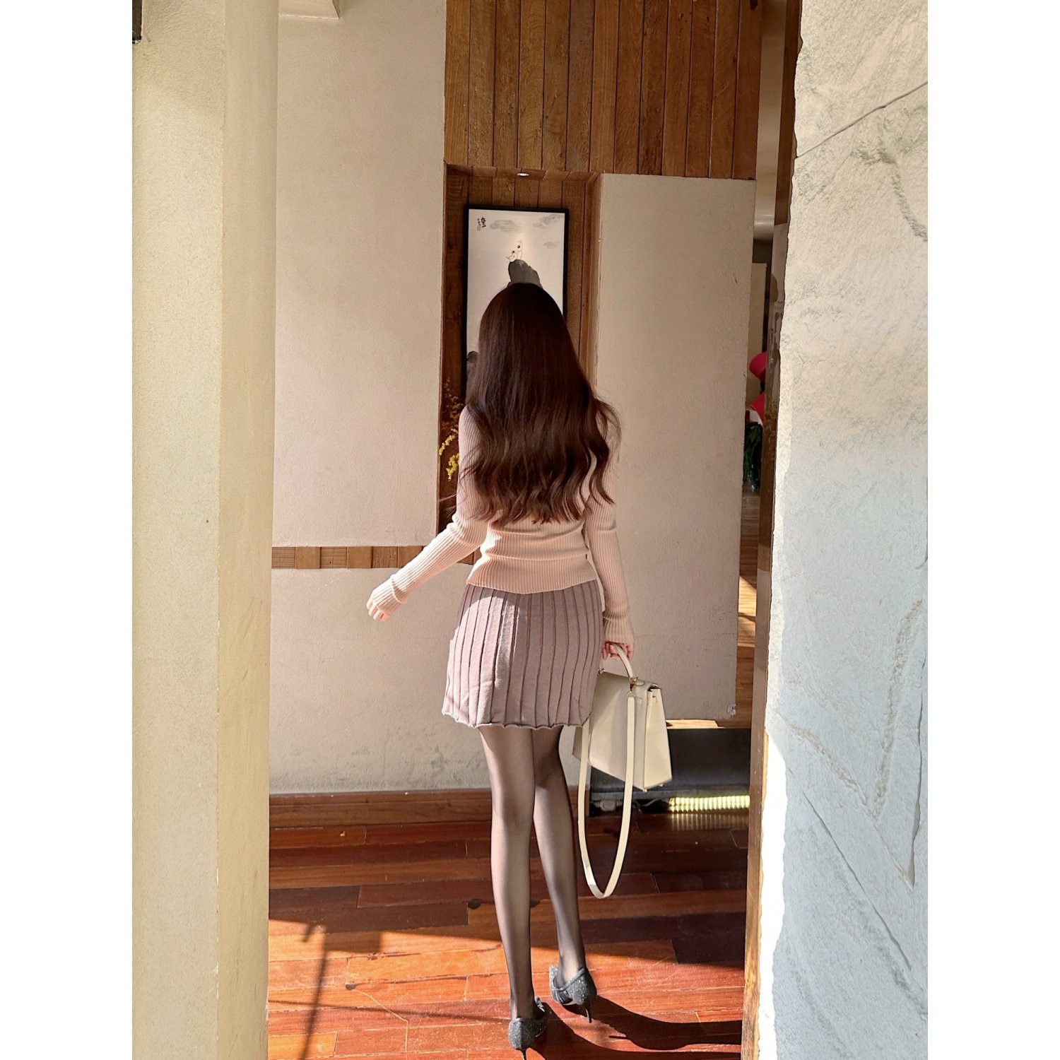 【Dear zhazha】长腿姐姐~纯欲修身杏色高腰百褶A字针织半身短裙,女装/女士精品,半身裙,淘宝优惠券,粉丝福利购,淘宝优惠卷