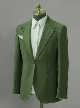 Royal Lisbon意式男士商务休闲丹宁牛仔手工修身男士单西外套定制