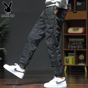 花花公子束脚羽绒裤男士外穿冬季加厚棉裤2024年新款保暖长裤子男