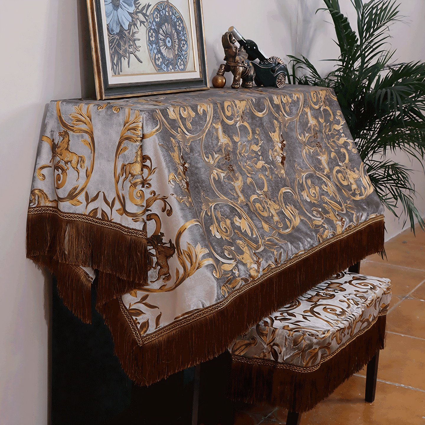 钢琴罩全罩防尘罩美式半罩高级感欧式高端盖布轻奢高档钢琴盖巾